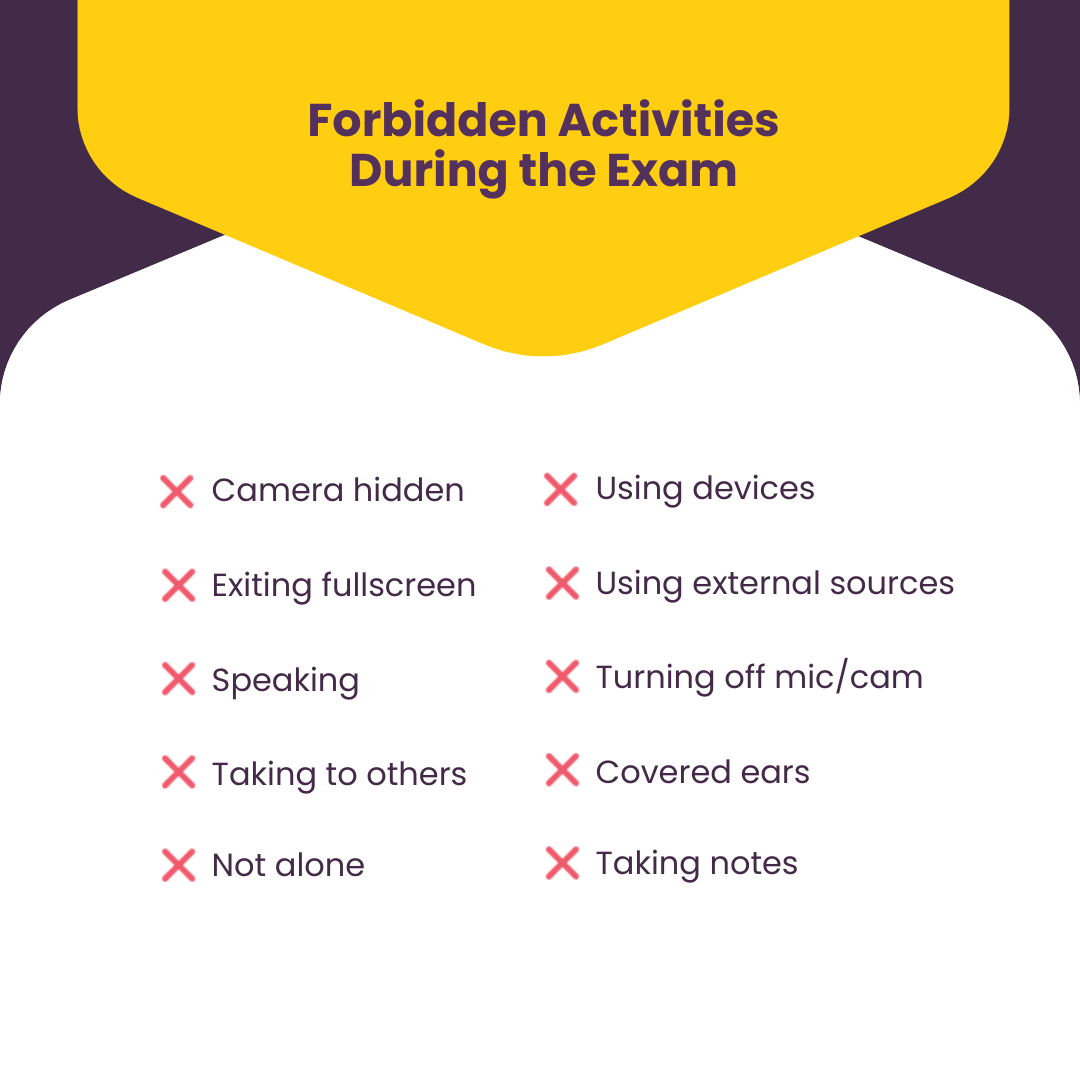 Forbidden Activities During the Exam