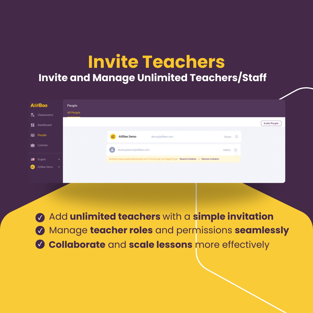 Invite and Manage Unlimited Teachers/Staff
