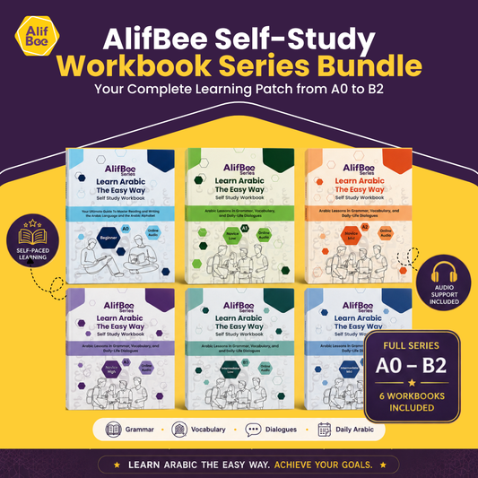 AlifBee Bireysel Çalışma Kitabı Serisi Paketi (A0–B2) | Başlangıç Seviyesinden İleri Seviyeye Yapılandırılmış Arapça Kursu